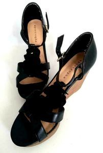 Apostrophe Hannah Black 13491 Sandals Womens US 9.5 M Wedge Heel Platform Sears